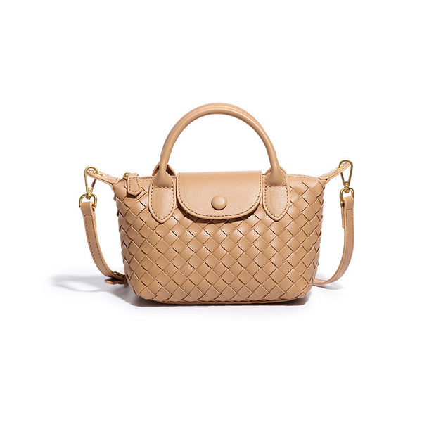 Apricot Woven Shoulder Bag - Stylish Dumpling Bag
