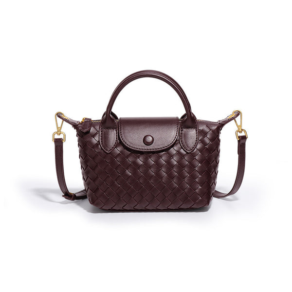 Grape Purple Woven Shoulder Bag - Stylish Dumpling Bag