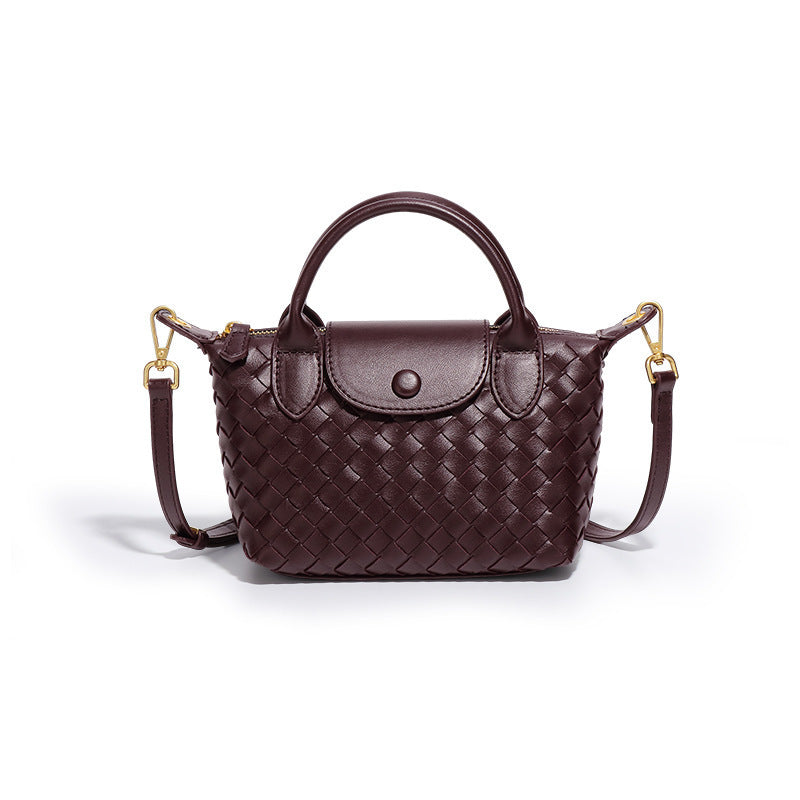 Grape Purple Woven Shoulder Bag - Stylish Dumpling Bag