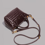 Grape Purple Woven Shoulder Bag - Stylish Dumpling Bag