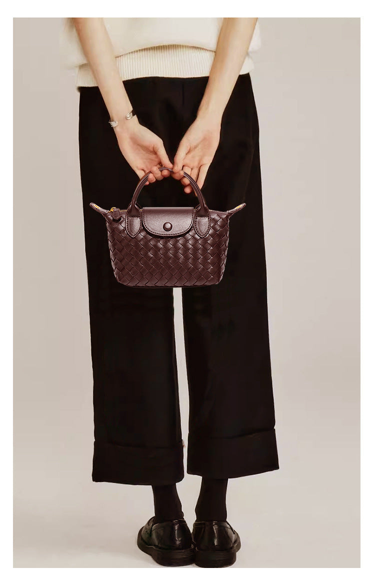 Grape Purple Woven Shoulder Bag - Stylish Dumpling Bag