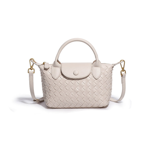 Beige Woven Shoulder Bag - Stylish Dumpling Bag