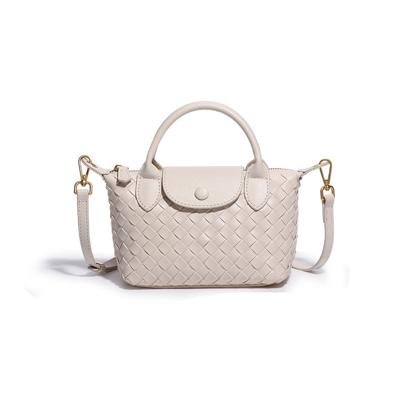 Beige Woven Shoulder Bag - Stylish Dumpling Bag