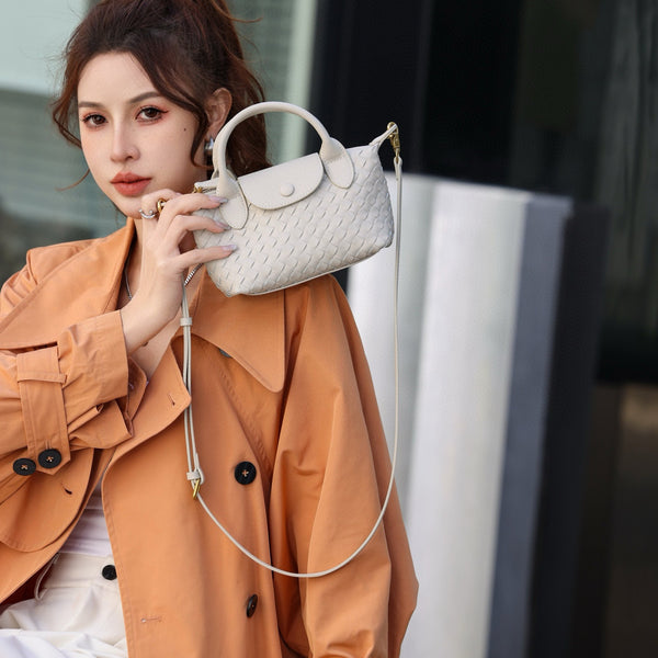 Beige Woven Shoulder Bag - Stylish Dumpling Bag