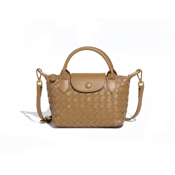 Khaki Woven Shoulder Bag - Stylish Dumpling Bag
