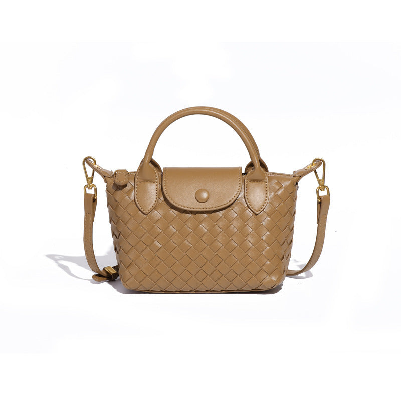 Khaki Woven Shoulder Bag - Stylish Dumpling Bag