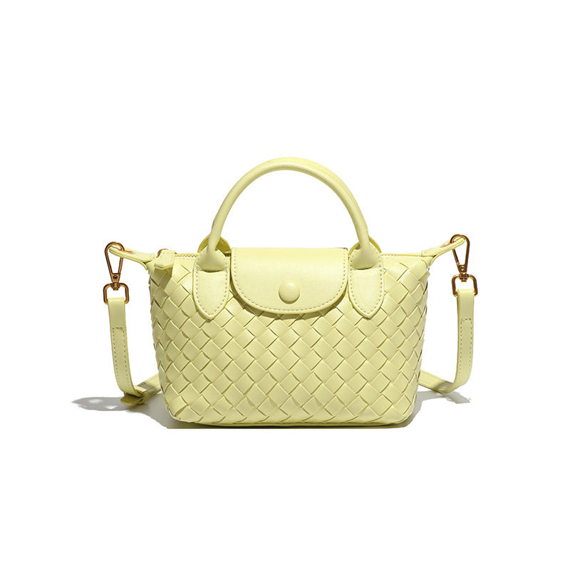 Jelly Yellow Woven Shoulder Bag - Stylish Dumpling Bag