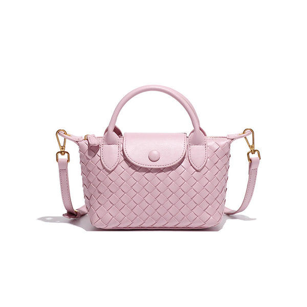 Lotus Pink Woven Shoulder Bag - Stylish Dumpling Bag