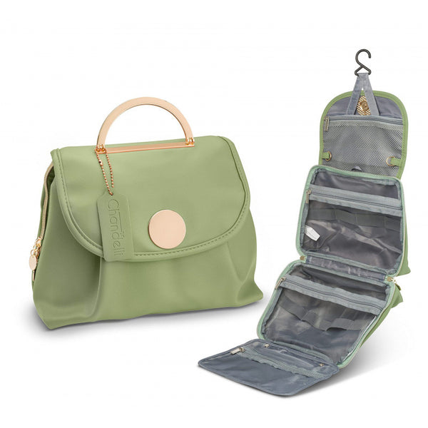 Stylish Travel Makeup Organizer Bag with Hanging Hook - Waterproof & Spacious Design - Green