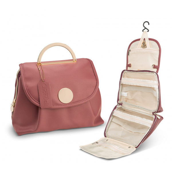 Stylish Travel Makeup Organizer Bag with Hanging Hook - Waterproof & Spacious Design - Pink