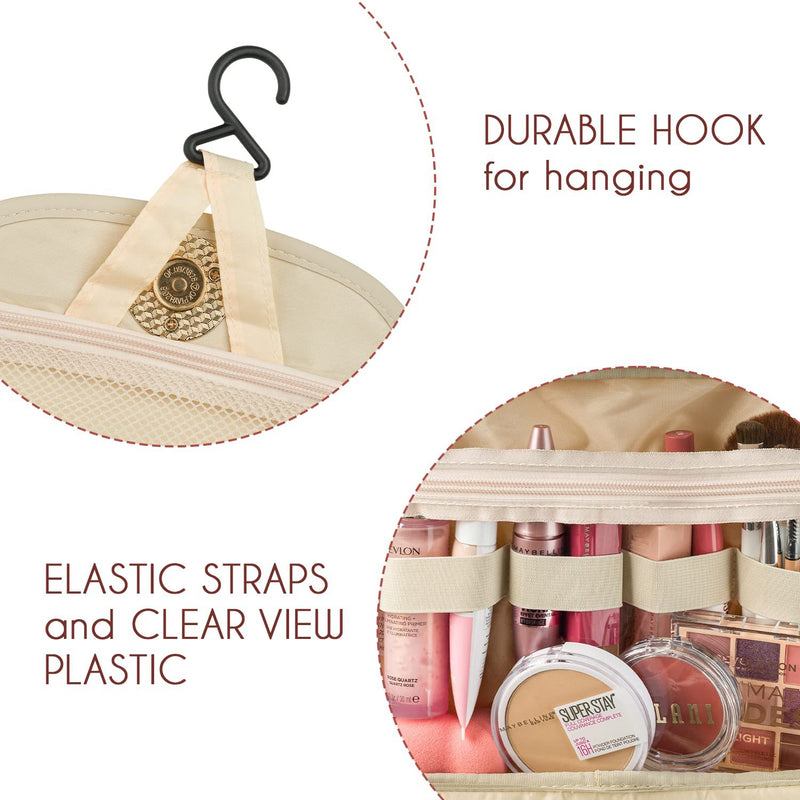Stylish Travel Makeup Organizer Bag with Hanging Hook - Waterproof & Spacious Design - Pink