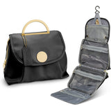 Stylish Travel Makeup Organizer Bag with Hanging Hook - Waterproof & Spacious Design - Black