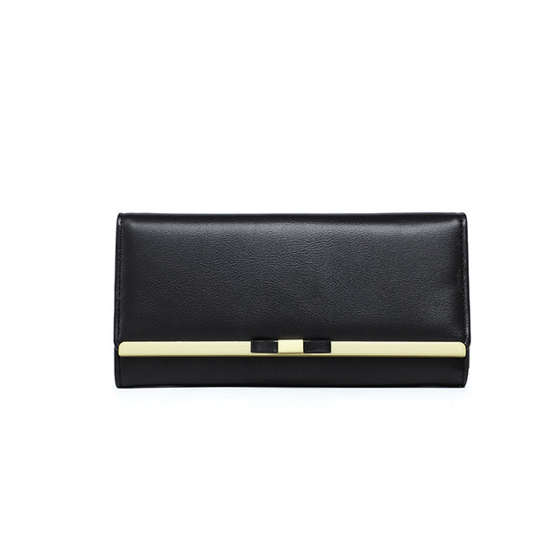 Elegant Women's Long Wallet - Black