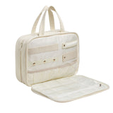 Quilted Hanging Toiletry Bag with Jewelry Organizer - Large Beige