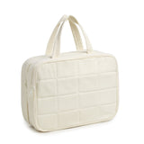 Quilted Hanging Toiletry Bag with Jewelry Organizer - Large Beige