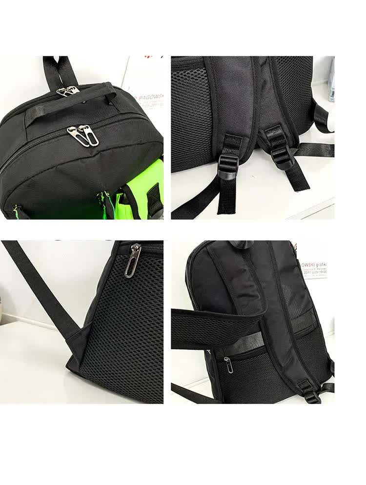 Orange And Grey Stylish Sports Backpack with Contrast Pockets - Badminton & Tennis