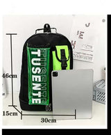 Orange And Black Stylish Sports Backpack with Contrast Pockets - Badminton & Tennis