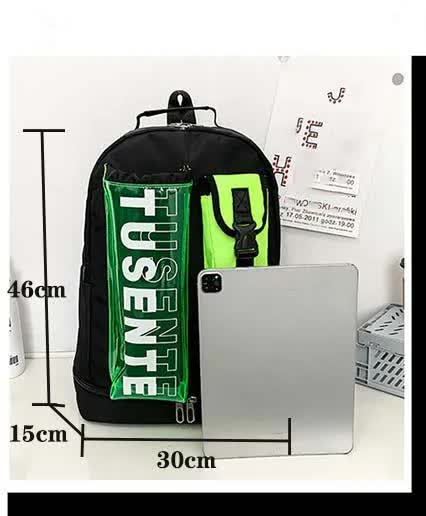 Orange And Black Stylish Sports Backpack with Contrast Pockets - Badminton & Tennis