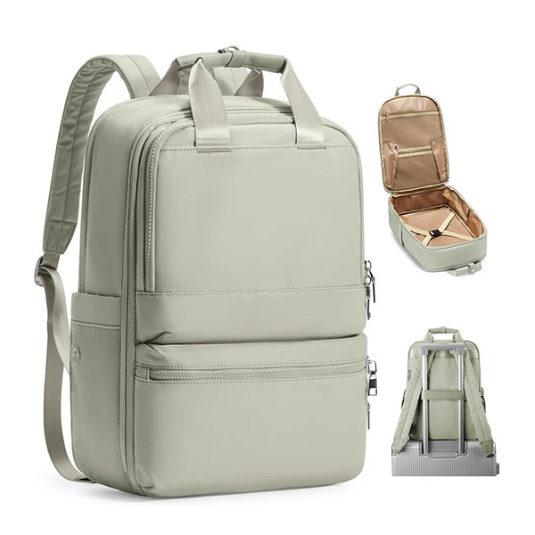 Green Large Capacity Travel Laptop Backpack - Padded Compartment