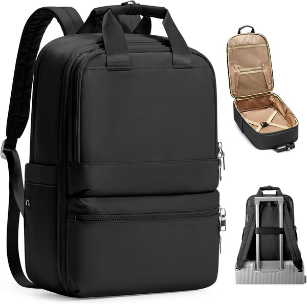 Black Large Capacity Travel Laptop Backpack - Padded Compartment