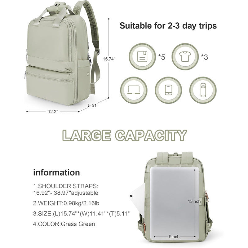 Black Large Capacity Travel Laptop Backpack - Padded Compartment