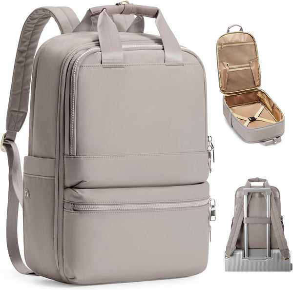 Khaki Large Capacity Travel Laptop Backpack - Padded Compartment