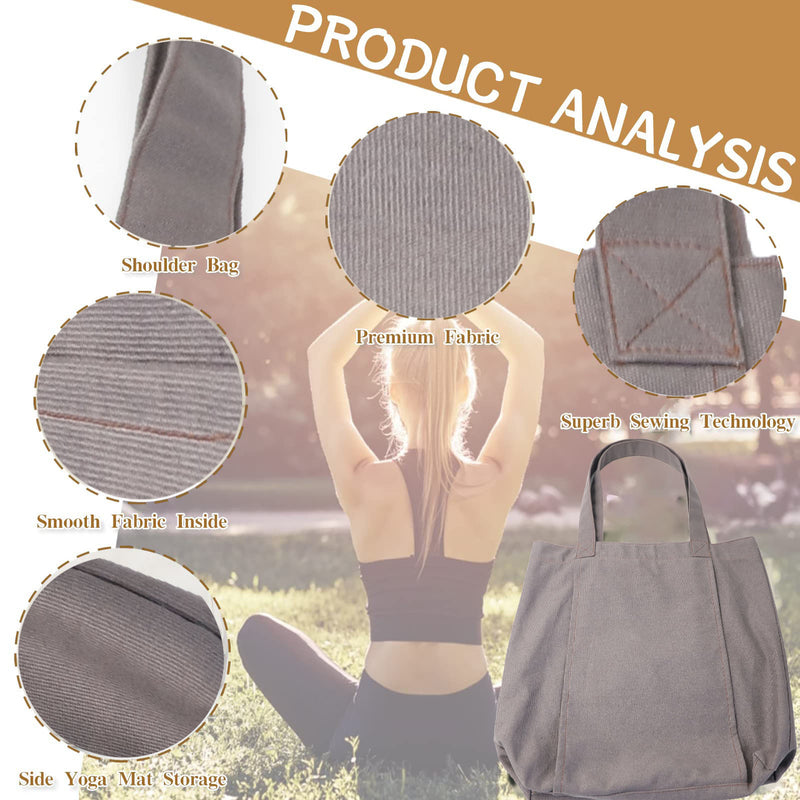 Yoga Mat Tote Bag - Durable Canvas Shoulder Bag for Outdoor Workouts & Travel - Grey