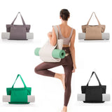 Yoga Mat Tote Bag - Durable Canvas Shoulder Bag for Outdoor Workouts & Travel - Apricot