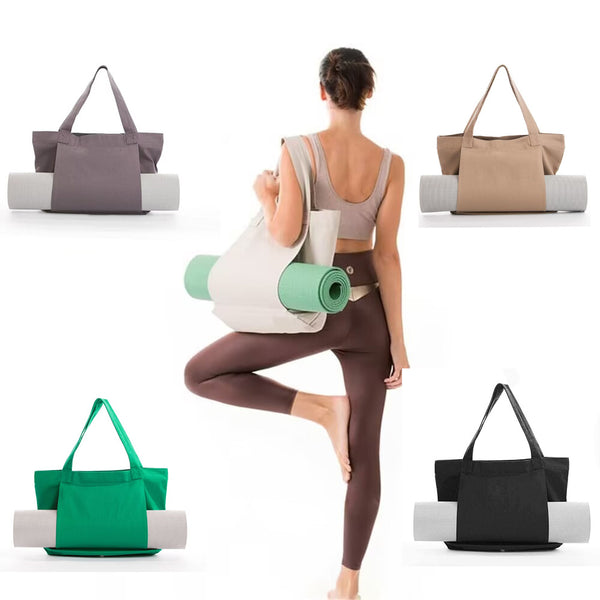 Yoga Mat Tote Bag - Durable Canvas Shoulder Bag for Outdoor Workouts & Travel - Apricot
