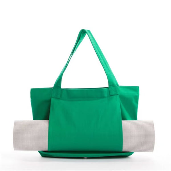 Yoga Mat Tote Bag - Durable Canvas Shoulder Bag for Outdoor Workouts & Travel - Green