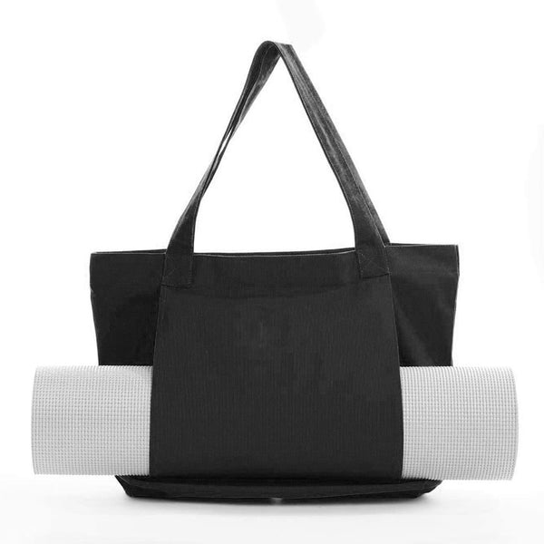 Yoga Mat Tote Bag - Durable Canvas Shoulder Bag for Outdoor Workouts & Travel - Black