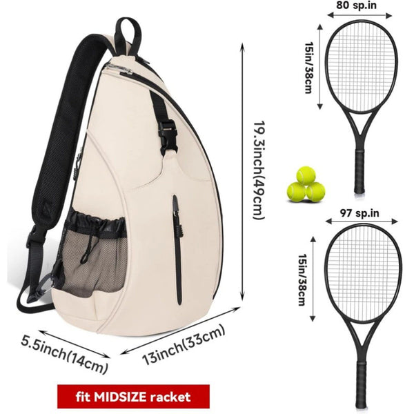 Tennis Pickleball Sling Bag - Crossbody Racket Backpack for Men & Women - Black