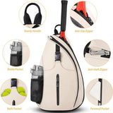 Tennis Pickleball Sling Bag - Crossbody Racket Backpack for Men & Women - Black