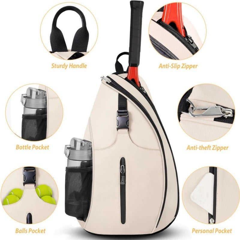 Tennis Pickleball Sling Bag - Crossbody Racket Backpack for Men & Women - Black