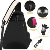 Tennis Pickleball Sling Bag - Crossbody Racket Backpack for Men & Women - Black
