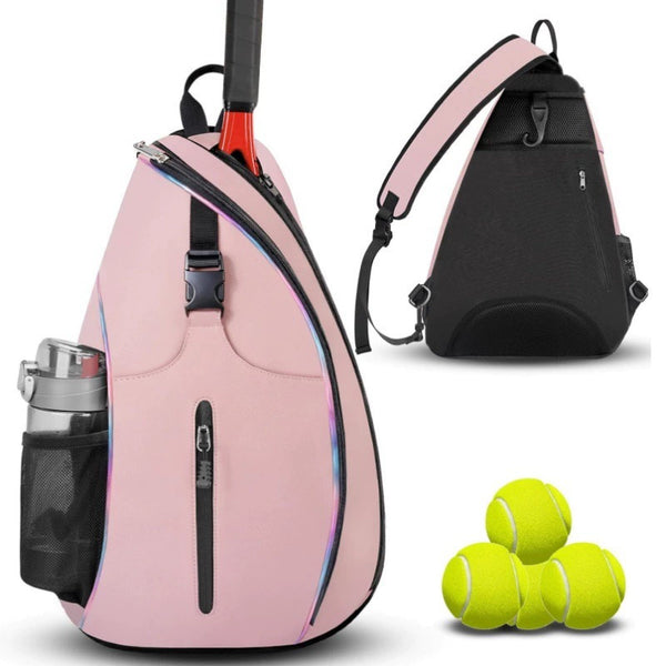 Tennis Pickleball Sling Bag - Crossbody Racket Backpack for Men & Women - Pink