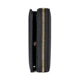 Compact RFID Genuine Leather Wallet for Women - Black