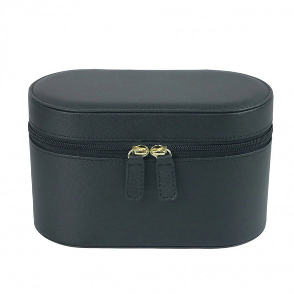 Black Elegant PU Leather Makeup & Toiletry Bag with Brush Holder