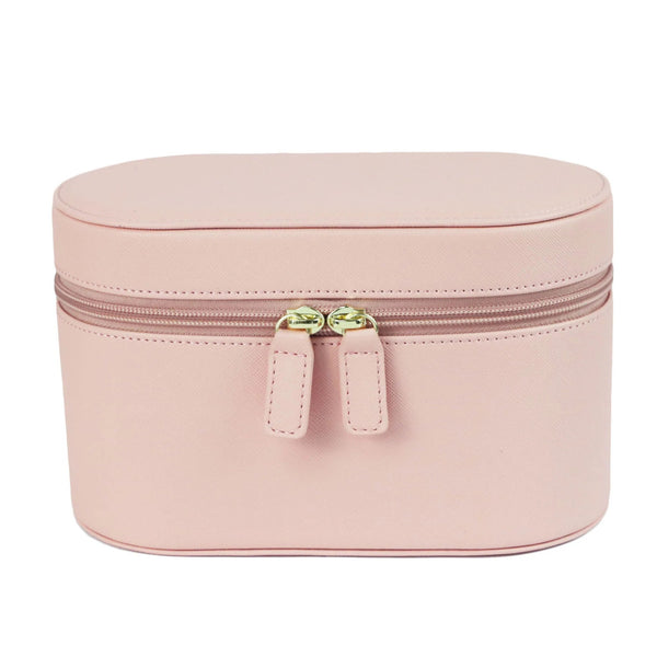 Pink Elegant PU Leather Makeup & Toiletry Bag with Brush Holder