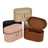 Pink Elegant PU Leather Makeup & Toiletry Bag with Brush Holder