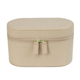 Beige Elegant PU Leather Makeup & Toiletry Bag with Brush Holder