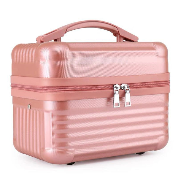 Durable Hard Shell Makeup Travel Case with Handle - Pink