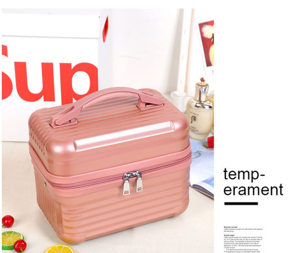 Durable Hard Shell Makeup Travel Case with Handle - Pink