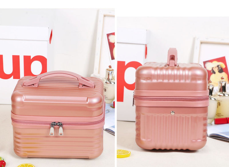 Durable Hard Shell Makeup Travel Case with Handle - Pink