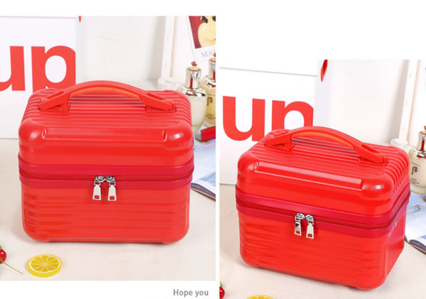 Durable Hard Shell Makeup Travel Case with Handle - Red