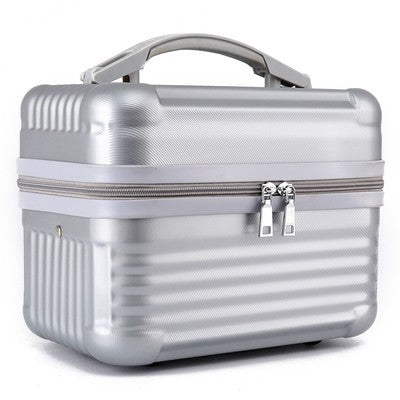 Durable Hard Shell Makeup Travel Case with Handle - Silver