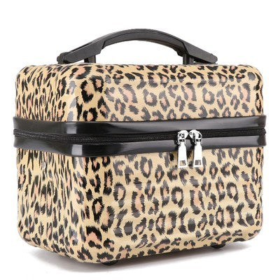 Durable Hard Shell Makeup Travel Case with Handle - Yellow Leopard