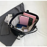 Black Chic Woven PU Leather Tote Bag - Large Capacity