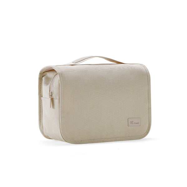 Eco-Friendly RPET Hanging Toiletry Cosmetic Bag - Large Capacity Waterproof - Beige
