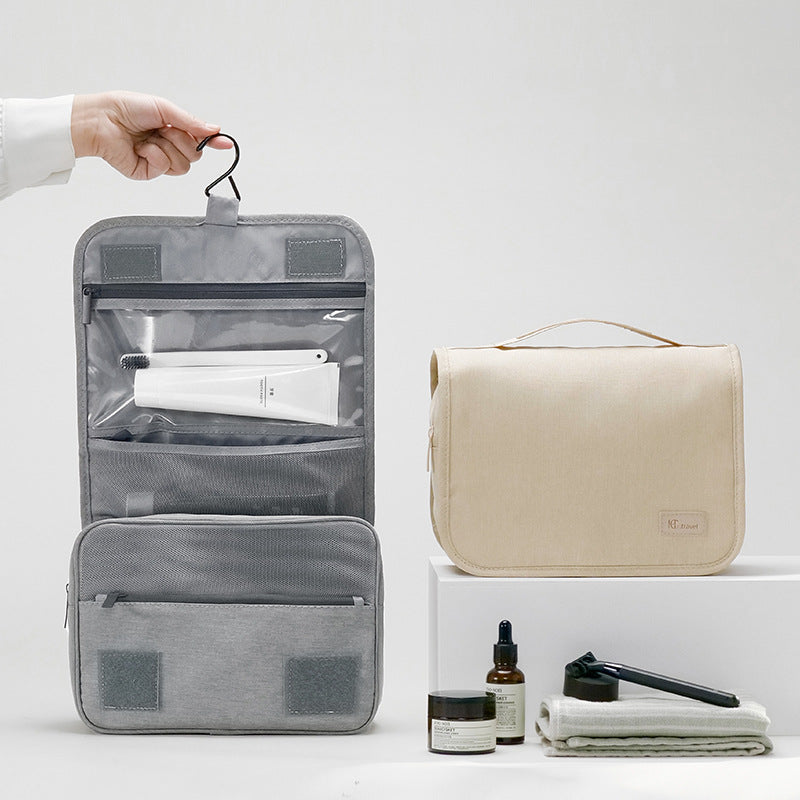 Eco-Friendly RPET Hanging Toiletry Cosmetic Bag - Large Capacity Waterproof - Grey